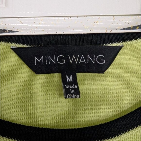 Ming Wang Tank Top Womens Size Medium Green Black Accent Trim Sleeveless Shell - Picture 3 of 9